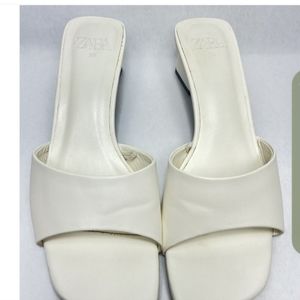 Zara block white sandal